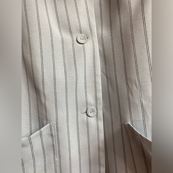 Pretty Little Thing Oversized 10 Blazer Blue & White Stripes Jacket Career - Picture 4 of 11